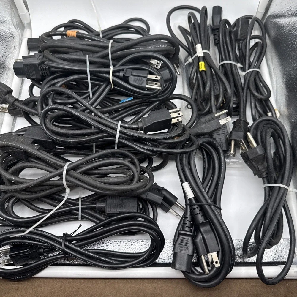 Lot of 9 3 Prong AC Power Cord Standard Electrical Cable Universal Various Sizes